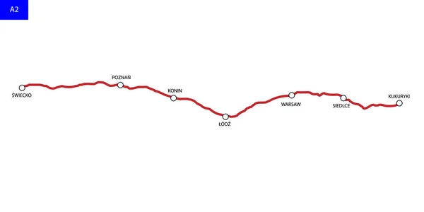 Route Polonaise Autostrada Autoroute Allemande Belarus Carte Routière Pologne — Image vectorielle