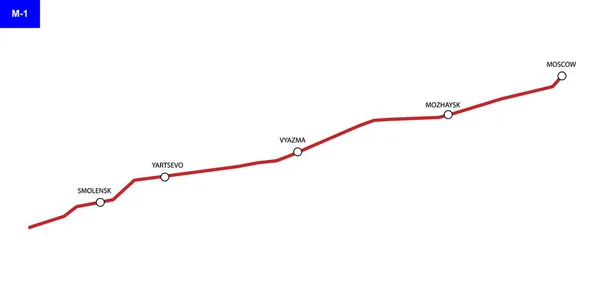 俄罗斯航线 白俄罗斯 莫斯科高速公路 白俄罗斯 俄罗斯路线图 — 图库矢量图片