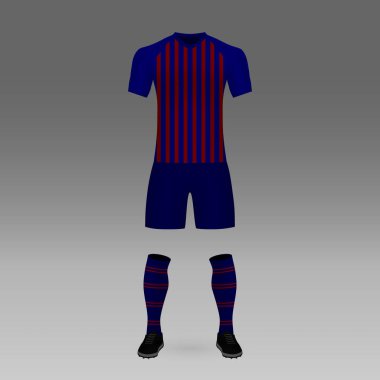 futbol takımı Barcelona, futbol forma gömlek şablonu. Vektör çizim