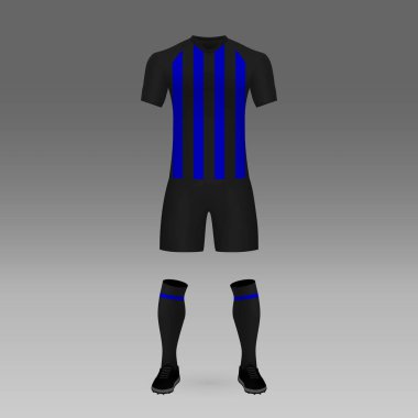 futbol takımı Inter Milan, futbol forma gömlek şablonu. Vektör çizim