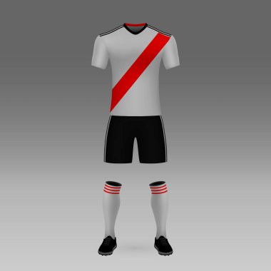 futbol takımı River Plate, futbol forma gömlek şablonu. Vektör çizim