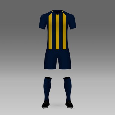 futbol takımı Rosario Central, futbol forma gömlek şablonu. Vektör çizim