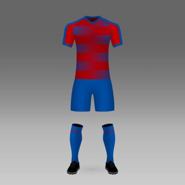 futbol takımı Victoria Plzen, futbol forma gömlek şablonu. Vektör çizim