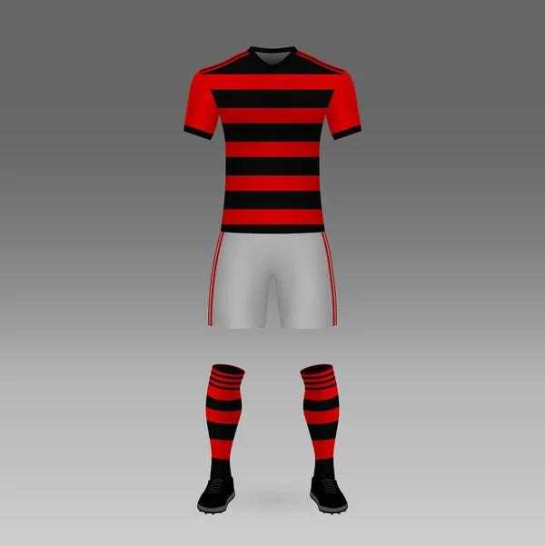 Fußballset Flamengo Hemdvorlage Für Fußballtrikots Vektorillustration — Stockvektor