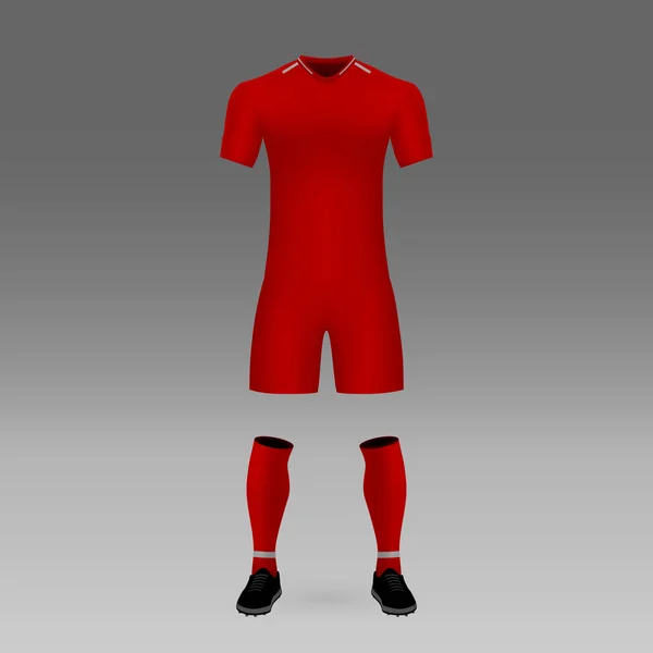 Fotbalová Sada Liverpool Košile Šablonu Pro Fotbalový Dres Vektorové Ilustrace — Stockový vektor