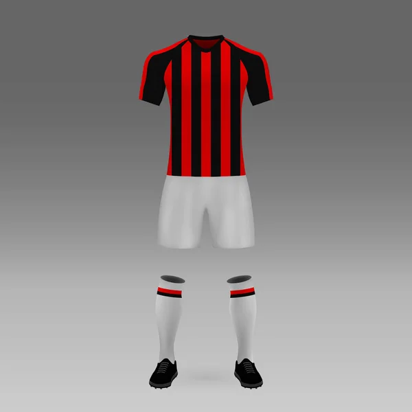 Kit Fútbol Milan Plantilla Camisa Para Camiseta Fútbol Ilustración Vectorial — Archivo Imágenes Vectoriales