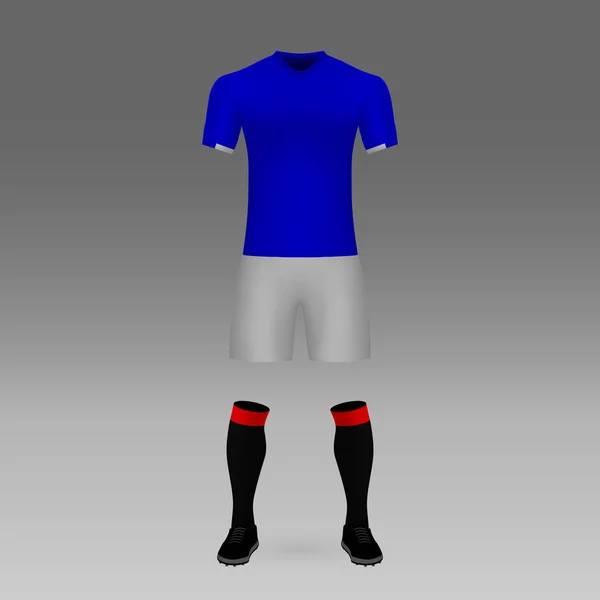 Kit Fútbol Rangers Plantilla Camisa Para Camiseta Fútbol Ilustración Vectorial — Vector de stock