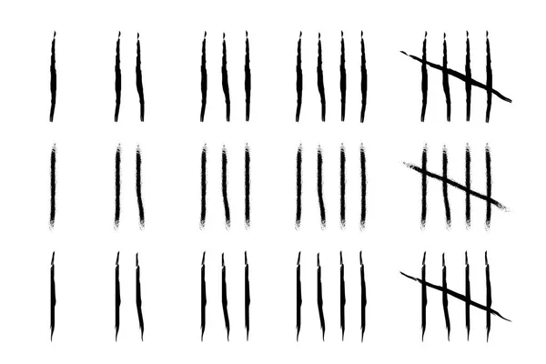 Hand Drawn Tally Marks Brush Strokes — Stock Vector