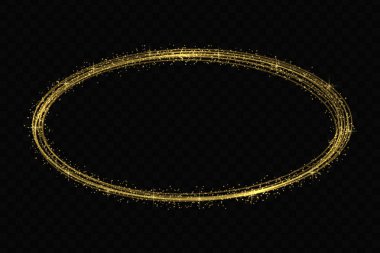 Vektör dairesi altın ışık izleme efekti. Parlayan sihirli ateş yüzüğü izi