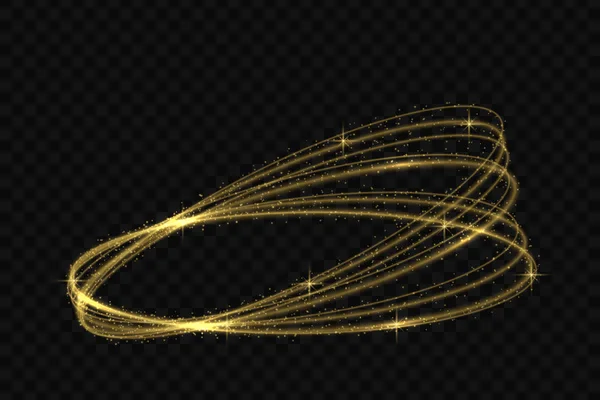 Vector Cirkel Gouden Licht Traceren Effect Gloeiend Magisch Vuurring Spoor — Stockvector