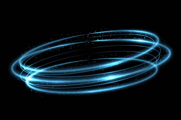 ベクトル円ネオン ライト トレース効果 輝く魔法の火リング トレース — ストックベクタ