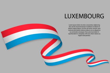 Lüksemburg bayrağıyla kurdele ya da bayrak sallıyor. Bağımsızlık Günü poster tasarımı için şablon