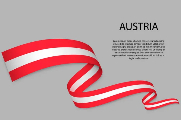 Cinta Ondeante Estandarte Con Bandera Austria Plantilla Para Diseño Póster — Vector de stock