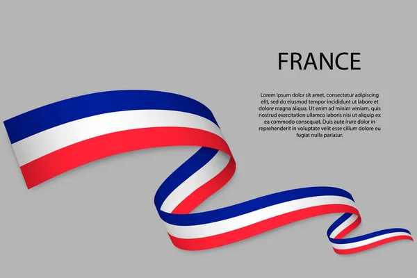 Размахивая Лентой Знаменем Флагом Франции Шаблон Плаката Дню Независимости — стоковый вектор
