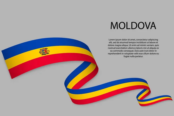 몰도바의 깃발을 흔들며 리본이나 깃발을 흔드는 독립일 포스터 디자인 — 스톡 벡터
