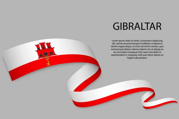 Şerit Veya Afiş Gibraltar Bayrağı Ile Sallayarak Bağımsızlık Günü Afiş — Stok Vektör