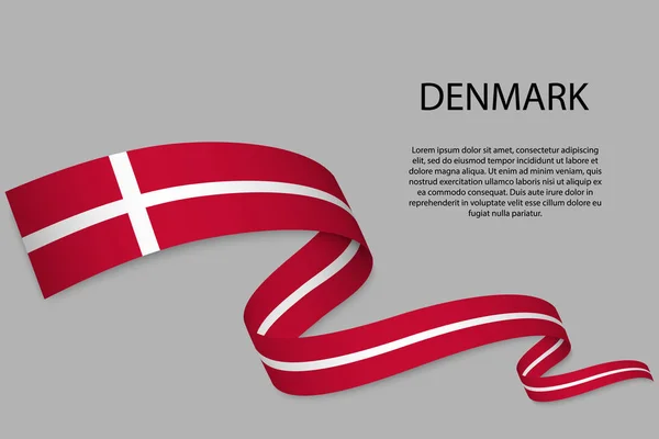 Размахивая Лентой Баннером Флагом Дании Шаблон Плаката Дню Независимости — стоковый вектор