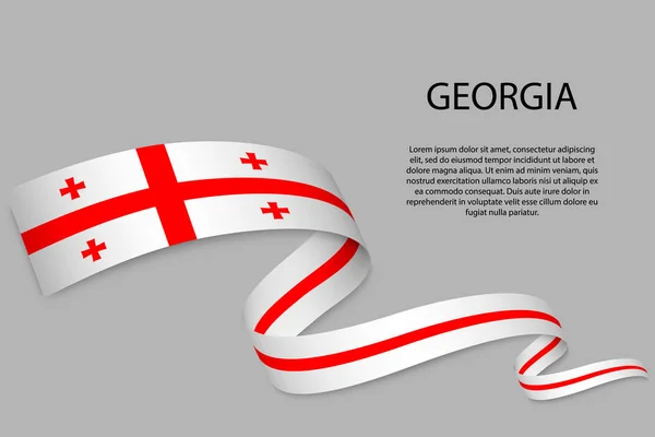 飘扬着格鲁吉亚国旗的彩带或横幅 独立日海报设计模板 — 图库矢量图片