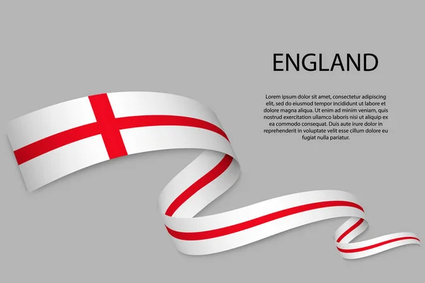 Ondeando Cinta Estandarte Con Bandera Inglaterra Plantilla Para Diseño Póster — Archivo Imágenes Vectoriales