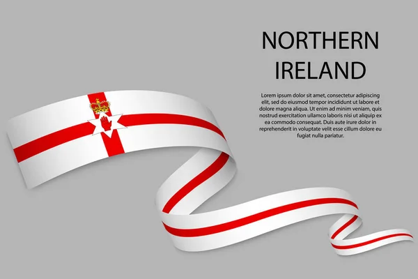 Waving Ribbon Banner Flag Northern Ireland Template Independence Day Poster — Stock Vector