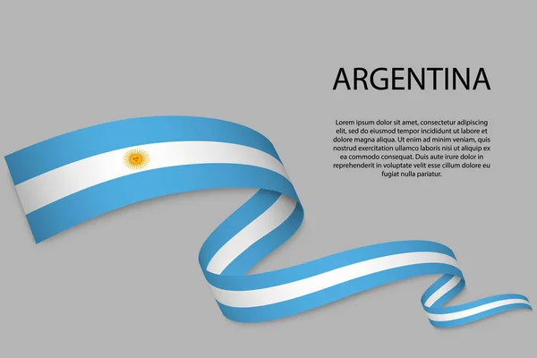 Κυματιστή Κορδέλα Πανό Σημαία Της Αργεντινής Πρότυπο Σχεδιασμού Αφίσας Ημέρας — Διανυσματικό Αρχείο
