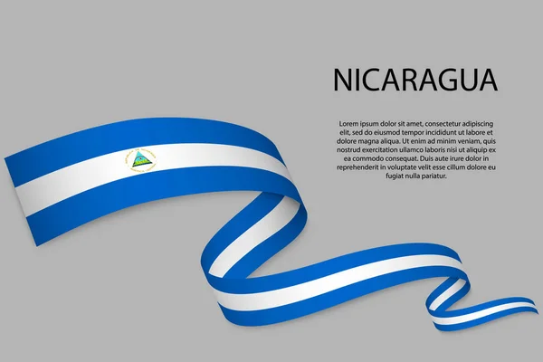 Machająca Wstążka Lub Sztandar Flagą Nikaragui Szablon Projektowania Plakatów Dni — Wektor stockowy