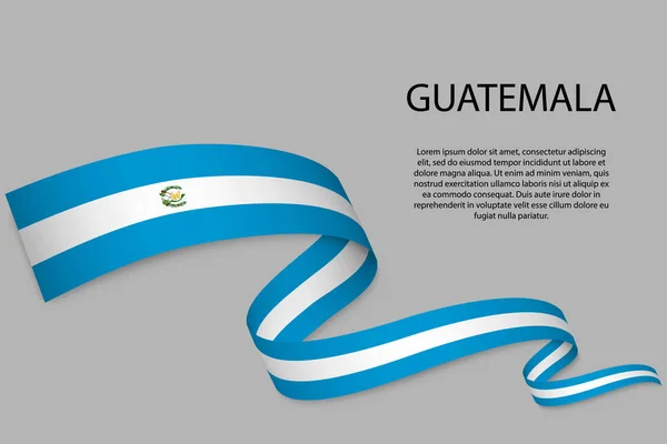 Zwaaiend Lint Spandoek Met Vlag Van Guatemala Model Voor Het — Stockvector