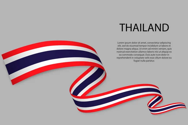 Fita Ondulante Banner Com Bandeira Tailândia Modelo Para Projeto Cartaz — Vetor de Stock