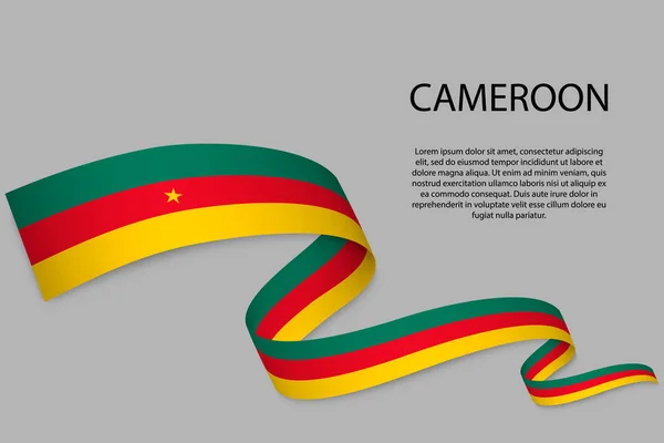 Nastro Sventolante Striscione Con Bandiera Del Camerun Modello Design Del — Vettoriale Stock