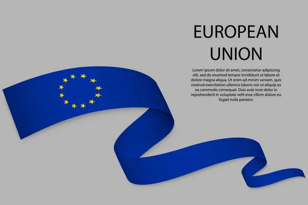 Ruban Bannière Avec Drapeau Union Européenne Modèle Pour Conception Affiche — Image vectorielle