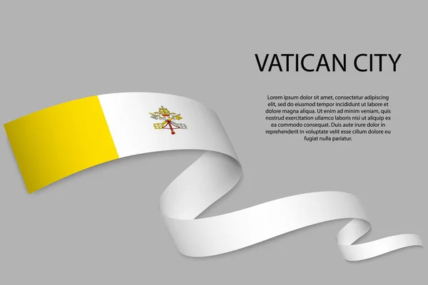 Waving Ribbon Banner Flag Vatican Template Independence Day Poster Design — Stock Vector