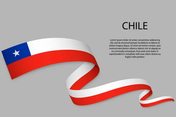 Ruban Bannière Avec Drapeau Chili Modèle Pour Conception Affiche Journée — Image vectorielle