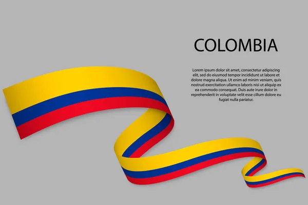Fita Ondulante Bandeira Com Bandeira Colômbia Modelo Para Projeto Cartaz — Vetor de Stock