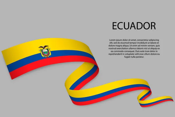 Κυματιστή Κορδέλα Πανό Σημαία Του Ισημερινού Πρότυπο Σχεδιασμού Αφίσας Ημέρας — Διανυσματικό Αρχείο