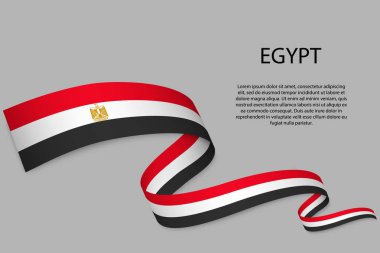 Mısır bayrağı sallayarak ya da bayrak sallayarak. Bağımsızlık Günü poster tasarımı için şablon