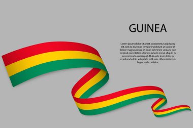 Gine bayrağıyla kurdele ya da bayrak sallamak. Bağımsızlık Günü poster tasarımı için şablon