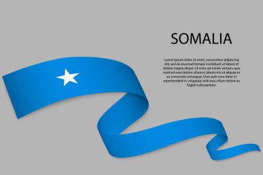 Somali bayrağıyla kurdele ya da bayrak sallıyor. Bağımsızlık Günü poster tasarımı için şablon