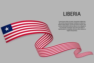 Liberya bayrağı sallayarak ya da bayrak sallayarak. Bağımsızlık Günü poster tasarımı için şablon