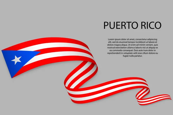 Mávající Stuhou Nebo Praporem Vlajkou Portorika Šablona Pro Design Plakátu — Stockový vektor