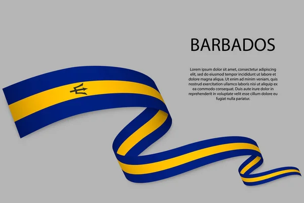 带着巴巴多斯国旗的飘扬的带子或旗帜 独立日海报设计模板 — 图库矢量图片