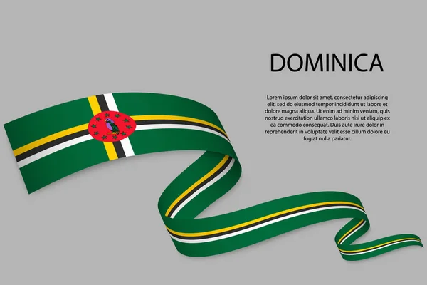 Cinta Ondeante Estandarte Con Bandera Dominica Plantilla Para Diseño Póster — Archivo Imágenes Vectoriales