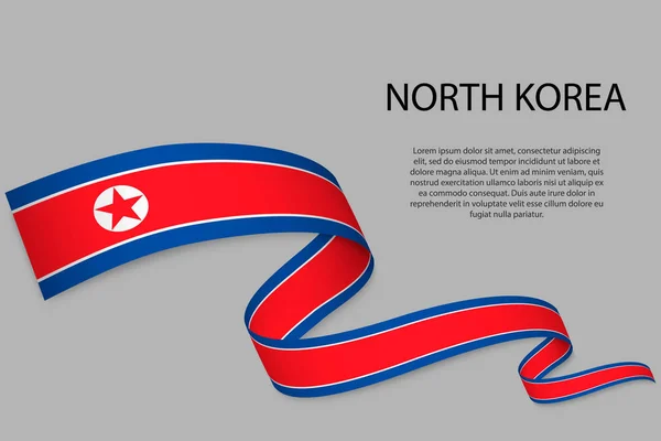 飘扬着朝鲜国旗的带子或横幅 独立日海报设计模板 — 图库矢量图片