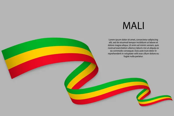 Mali Bayrağıyla Kurdele Bayrak Sallıyor Bağımsızlık Günü Poster Tasarımı Için — Stok Vektör