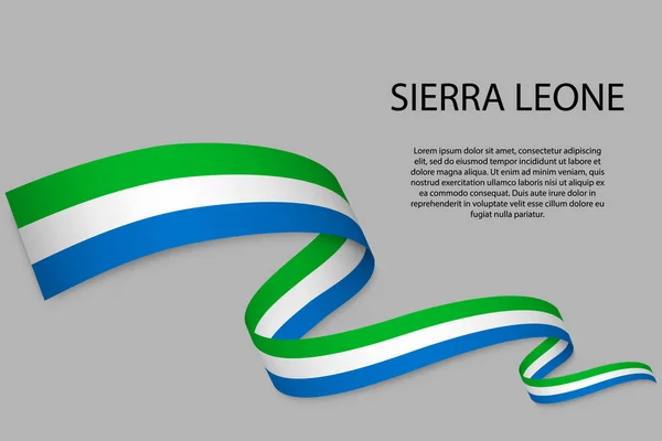 Sierra Leone Bayrağıyla Kurdele Bayrak Sallıyor Bağımsızlık Günü Poster Tasarımı — Stok Vektör