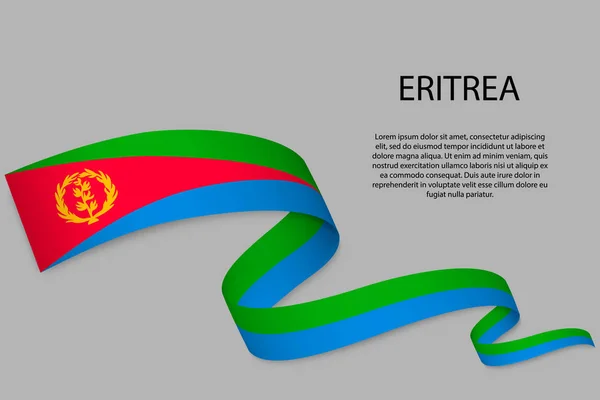 Zwaaiend Lint Spandoek Met Vlag Van Eritrea Model Voor Het — Stockvector