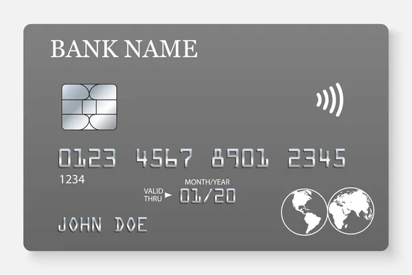Kreditkarten Attrappe Plastikkartenvorlage Auf Grauem Hintergrund — Stockvektor