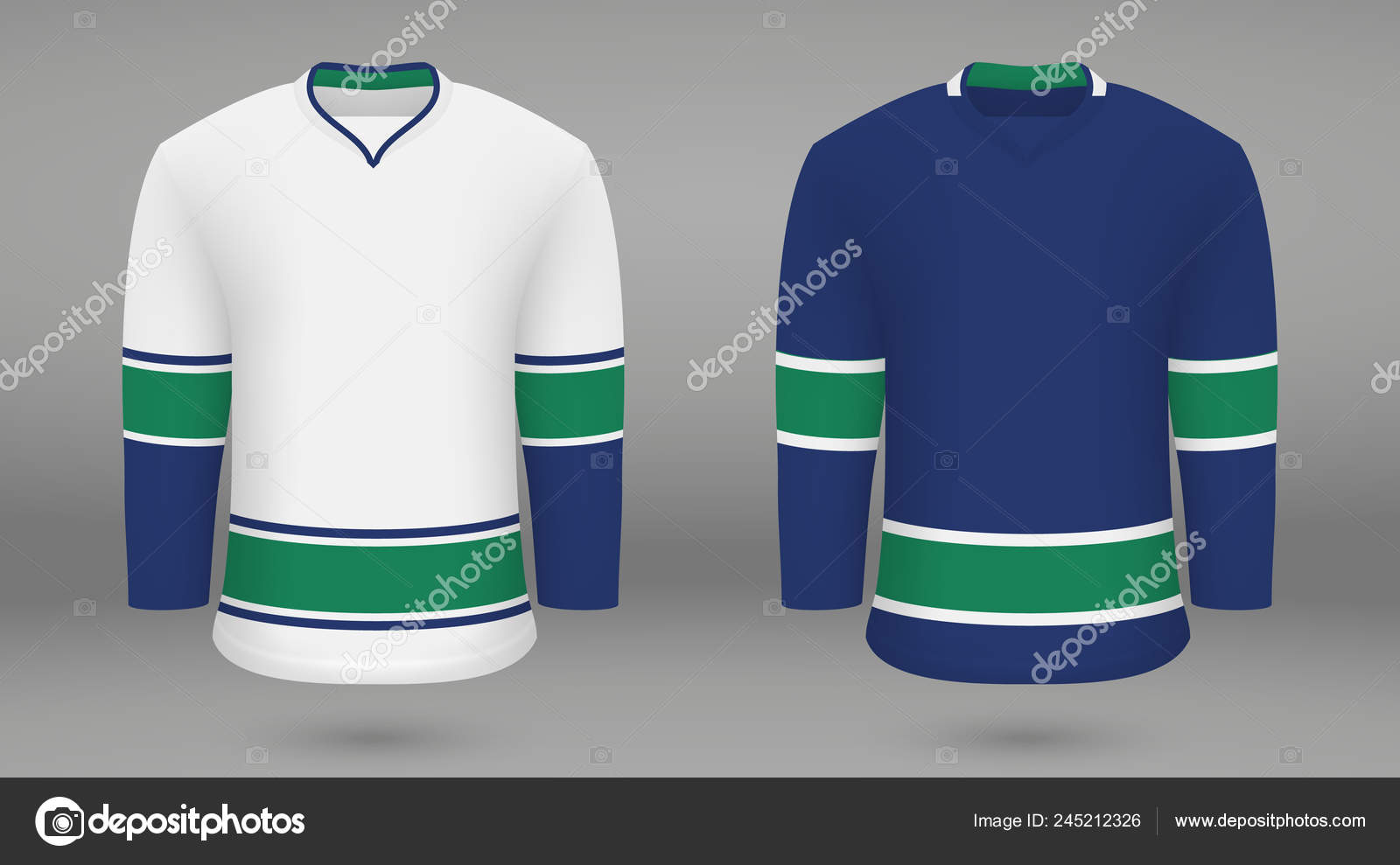 Realistic hockey kit, shirt template for ice hockey jersey. New