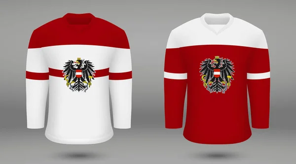 Realistic Hockey Kit Team Austria Shirt Template Ice Hockey Jersey — Stock Vector