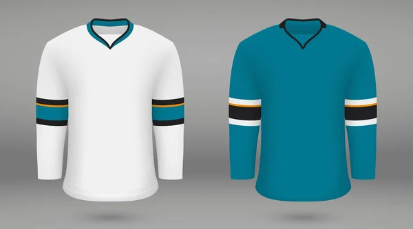 San José Tiburones Kit Hockey Realista Plantilla Camisa Para Camiseta — Archivo Imágenes Vectoriales