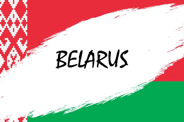 Grunge Fırça Konturu Arka Plan Beyaz Rusya Bayrağı Tarz — Stok Vektör